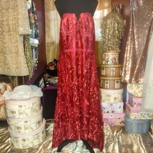 City Chic Strapless Cranberry Lace Maxi XL 22 NWOT